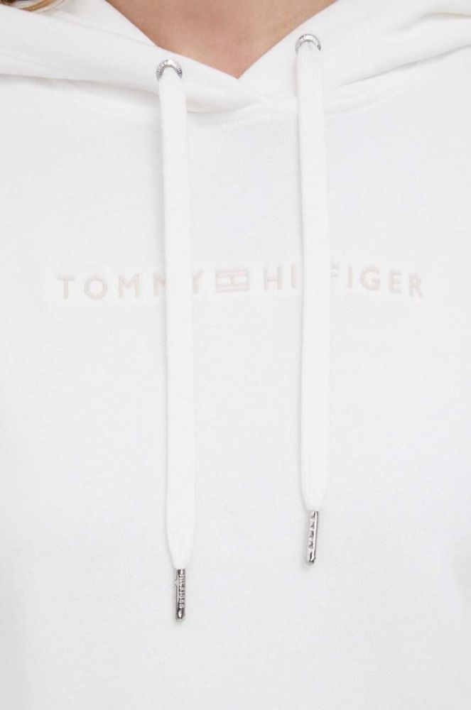 Бавовняна кофта Tommy Hilfiger жіноча колір білий з капюшоном з аплікацією (3316063) фото 5