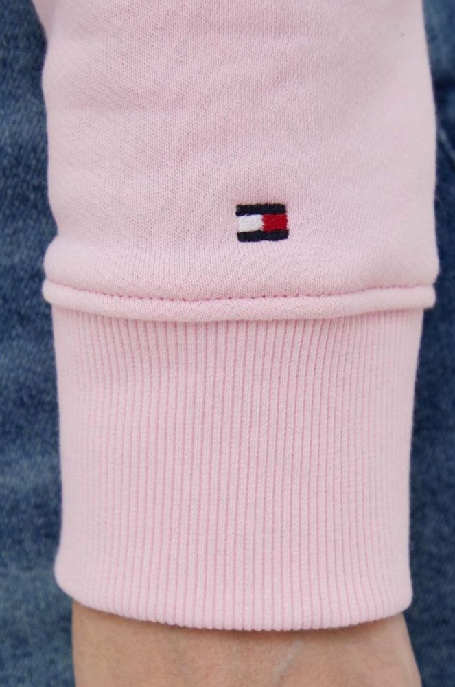Бавовняна кофта Tommy Hilfiger жіноча колір рожевий з капюшоном з аплікацією фото 5