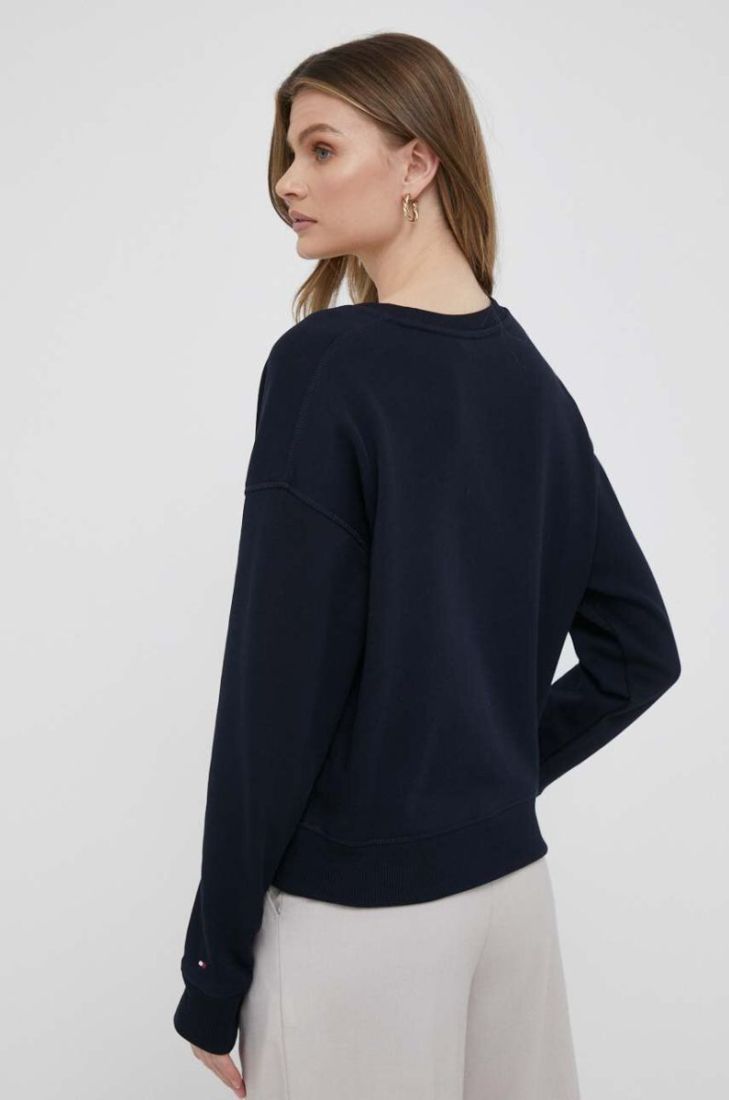 Бавовняна кофта Tommy Hilfiger жіноча колір синій з аплікацією (3268711)