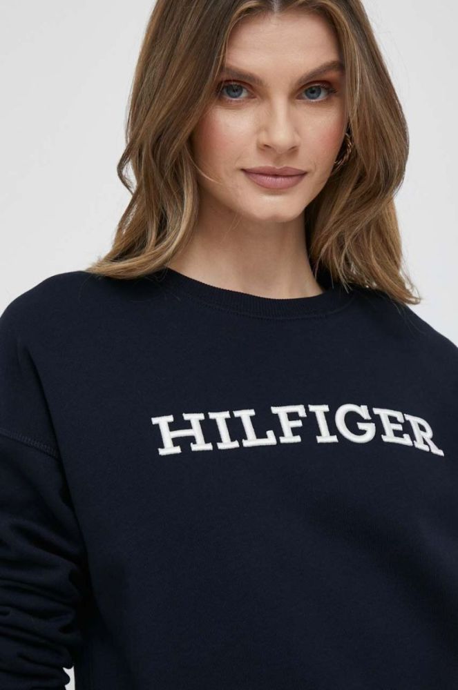 Бавовняна кофта Tommy Hilfiger жіноча колір синій з аплікацією (3268711) фото 4
