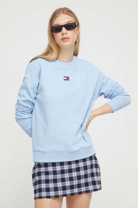 Бавовняна кофта Tommy Jeans жіноча  однотонна колір блакитний (3374643)