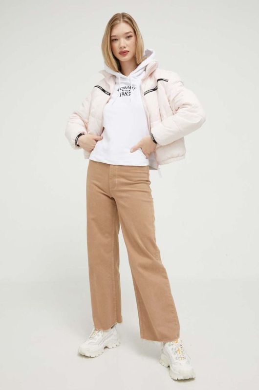 Кофта Tommy Jeans жіноча колір білий з капюшоном з принтом (3329771) фото 2