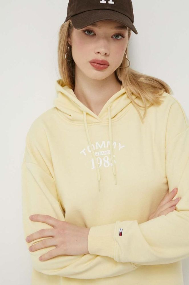 Кофта Tommy Jeans жіноча колір жовтий з капюшоном з принтом (3329777) фото 4