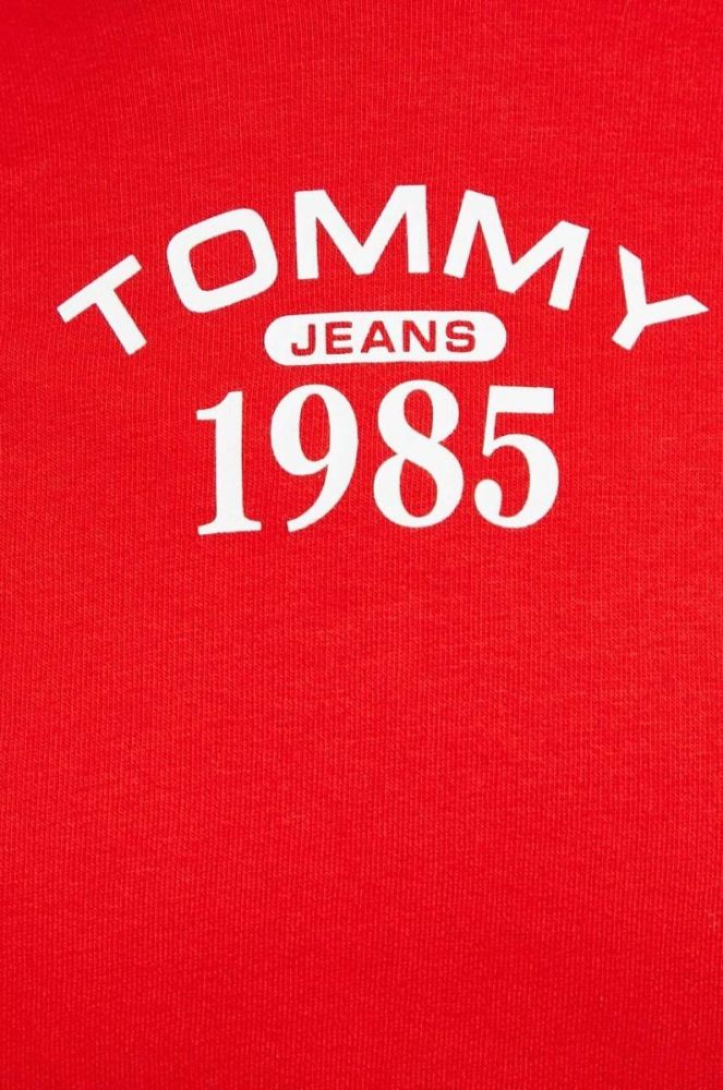 Кофта Tommy Jeans жіноча колір червоний з капюшоном з принтом (3329765) фото 6