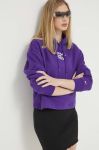 Кофта Tommy Jeans жіноча колір фіолетовий з капюшоном з принтом