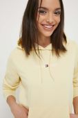 Кофта Tommy Jeans жіноча колір жовтий з капюшоном однотонна