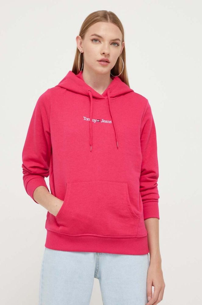 Кофта Tommy Jeans жіноча колір червоний з капюшоном з аплікацією (3374661)