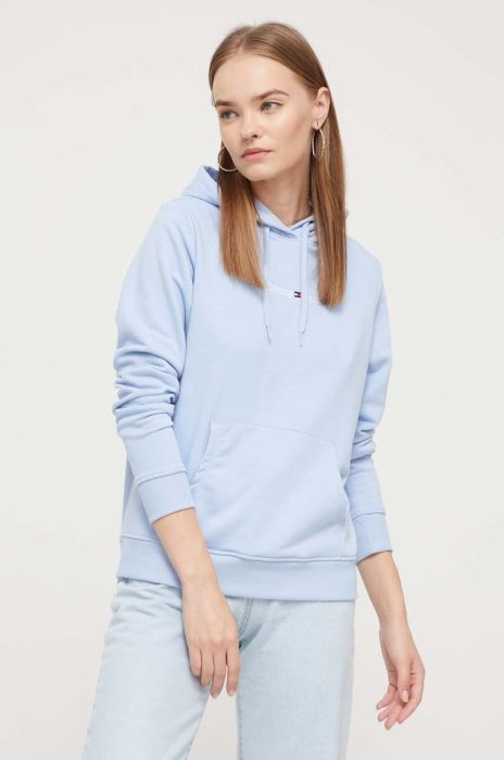Кофта Tommy Jeans жіноча з капюшоном з аплікацією колір блакитний (3374653)