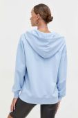 Бавовняна кофта Tommy Jeans жіноча з капюшоном однотонна колір блакитний