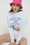 Бавовняна кофта Tommy Jeans жіноча  з принтом колір блакитний Бавовняна кофта Tommy Jeans жіноча  з принтом колір блакитний
