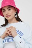 Бавовняна кофта Tommy Jeans жіноча  з принтом колір блакитний
