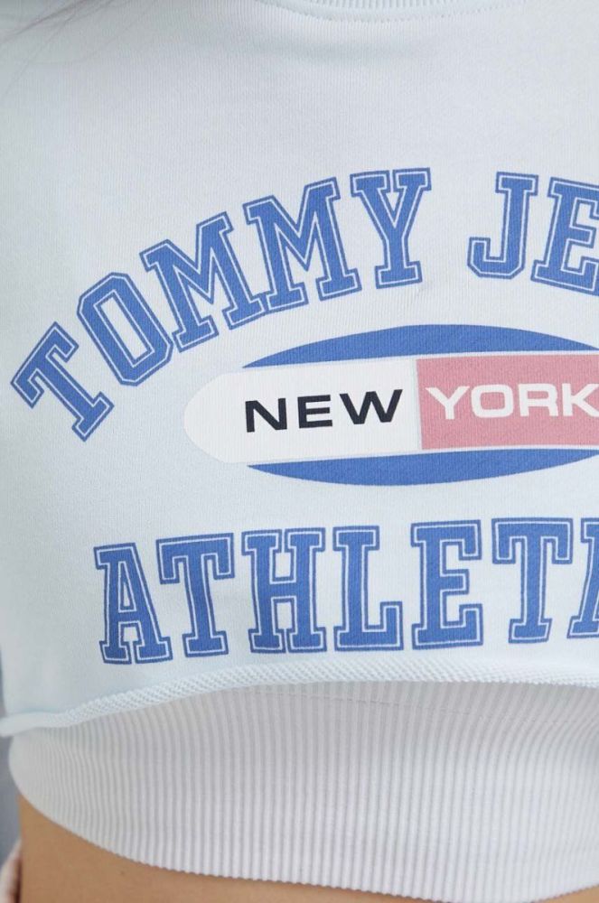 Бавовняна кофта Tommy Jeans жіноча  з принтом колір блакитний фото 5
