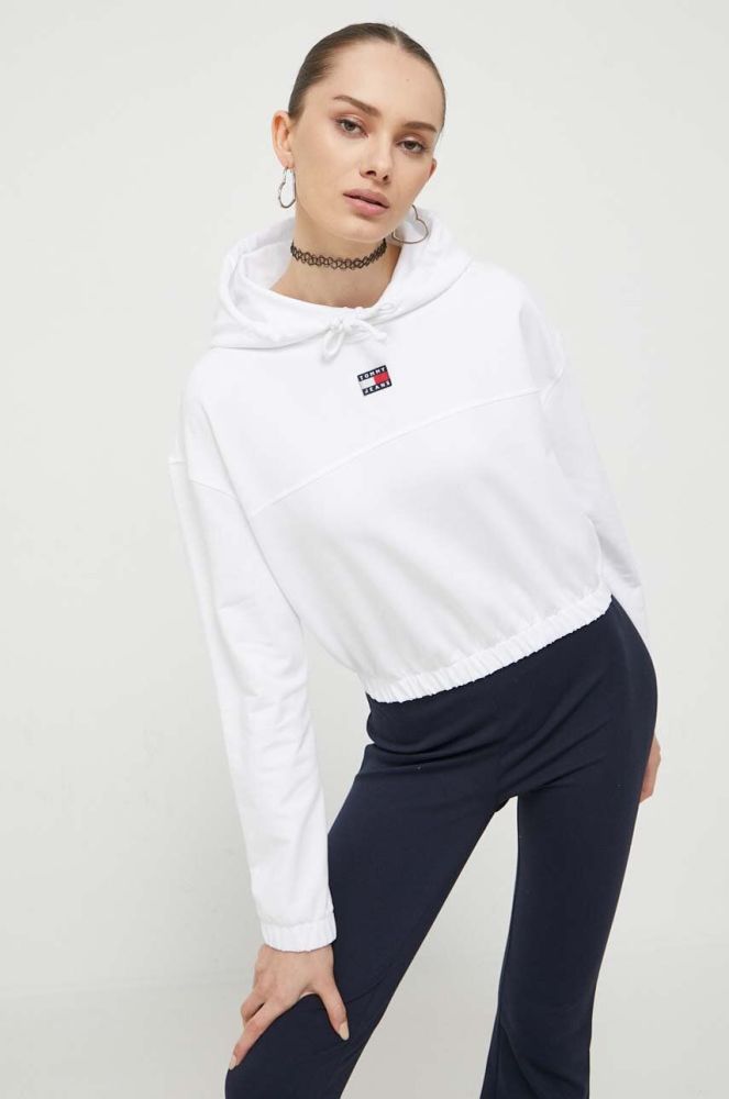 Кофта Tommy Jeans жіноча колір білий з капюшоном однотонна (3365662)
