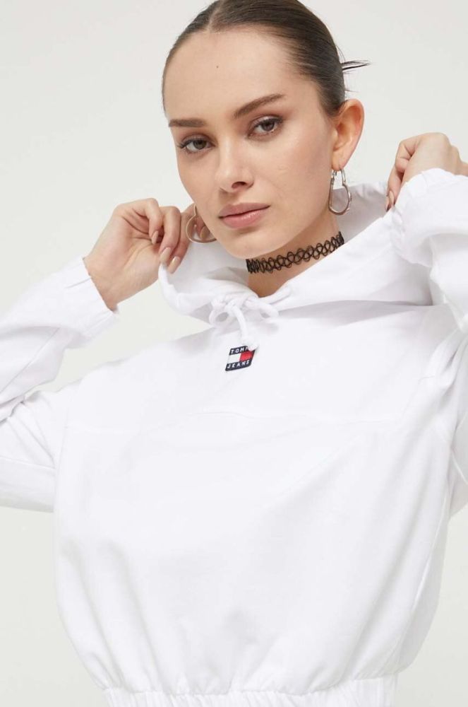 Кофта Tommy Jeans жіноча колір білий з капюшоном однотонна (3365662) фото 4