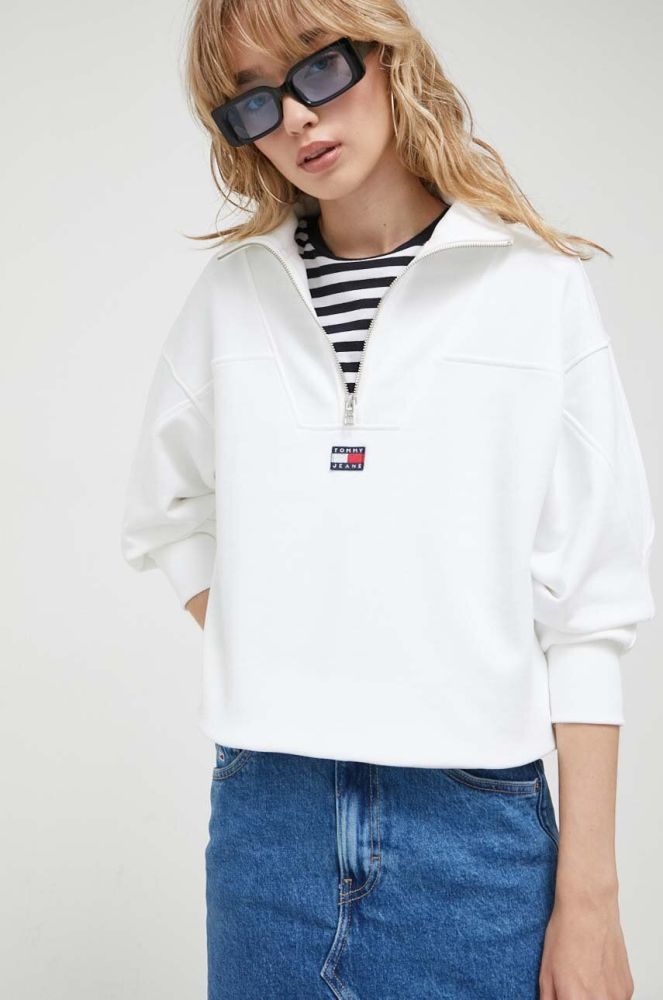 Бавовняна кофта Tommy Jeans жіноча колір білий однотонна (3365673)