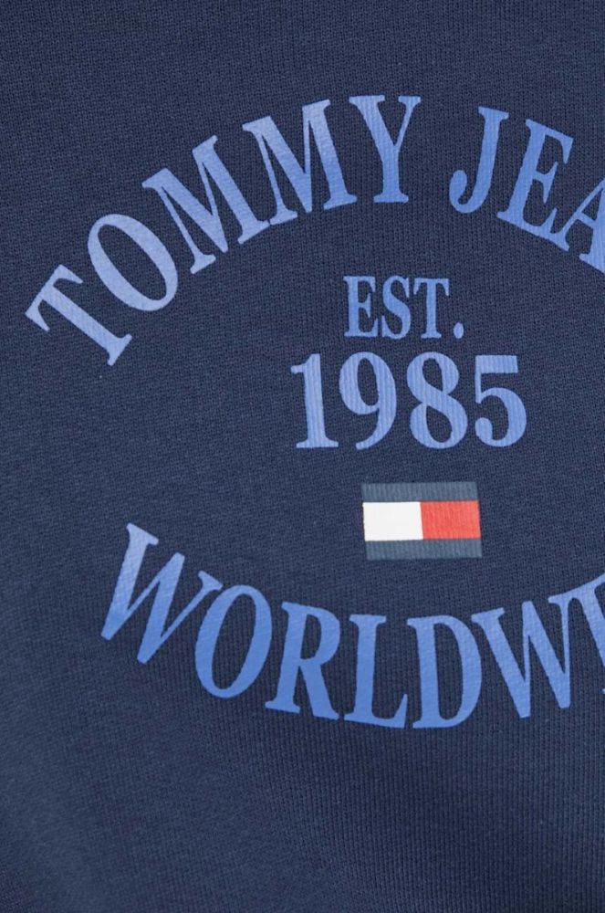 Бавовняна кофта Tommy Jeans жіноча колір синій з принтом (3302656) фото 5