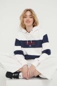 Кофта Tommy Jeans жіноча колір білий з капюшоном візерунок