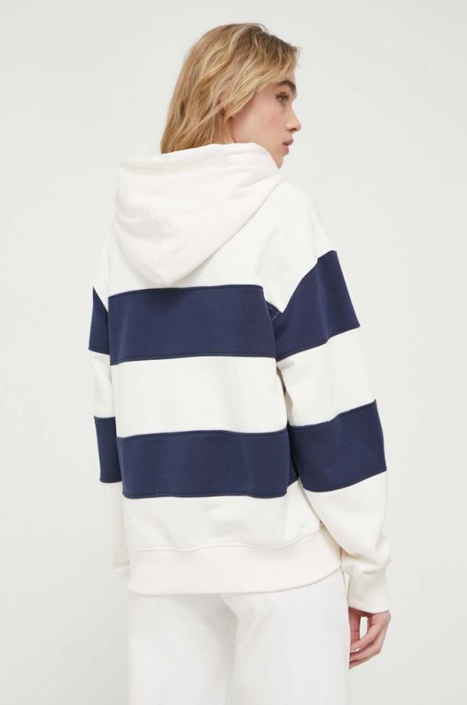 Кофта Tommy Jeans жіноча колір білий з капюшоном візерунок фото 3