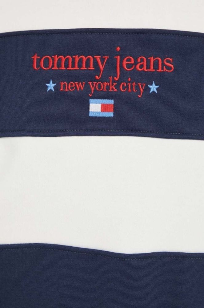 Кофта Tommy Jeans жіноча колір білий з капюшоном візерунок фото 5