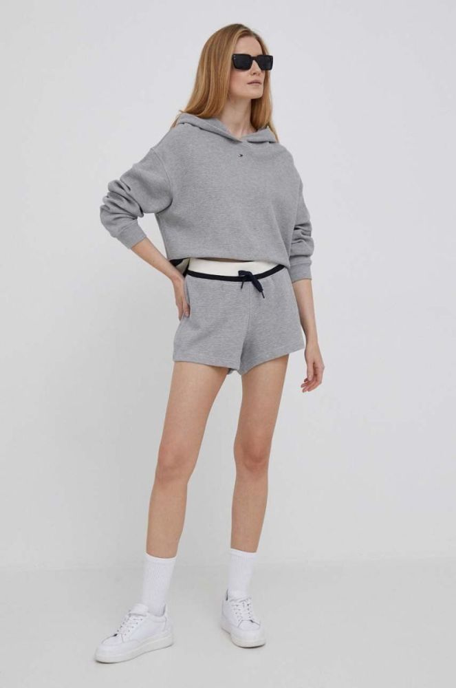 Кофта Tommy Hilfiger жіноча колір сірий з капюшоном візерунок фото 2
