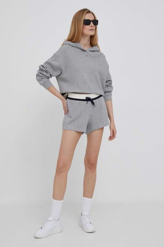 Кофта Tommy Hilfiger жіноча колір сірий з капюшоном візерунок фото 2