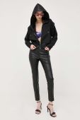 Кофта BOSS жіноча колір чорний з капюшоном однотонна