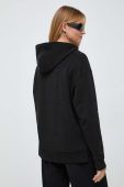 Бавовняна кофта BOSS жіноча колір чорний з капюшоном з принтом
