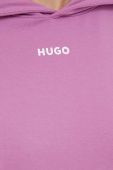 Кофта лаунж HUGO колір фіолетовий з капюшоном однотонна
