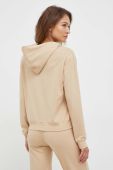 Кофта лаунж HUGO колір бежевий з капюшоном однотонна