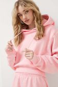 Бавовняна кофта Rotate жіноча колір рожевий з капюшоном з аплікацією