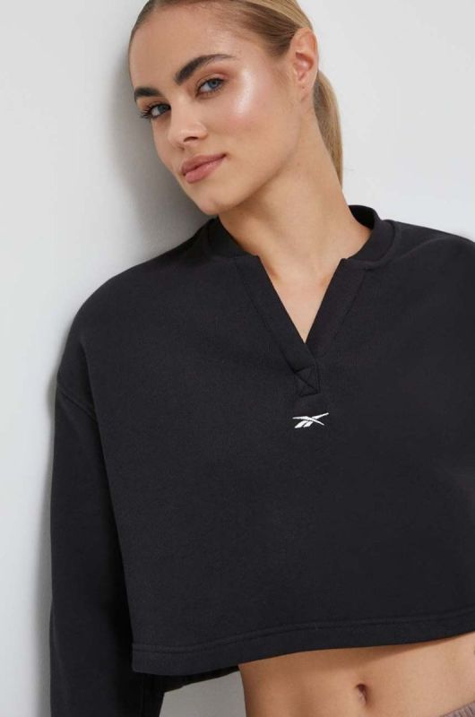 Бавовняна кофта Reebok Classic жіноча колір чорний з аплікацією (3585038)