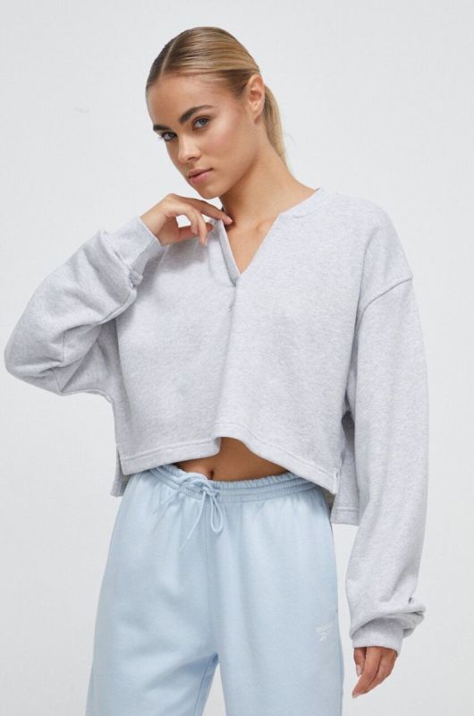 Бавовняна кофта Reebok Classic жіноча колір сірий меланж (3574099)