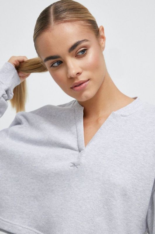 Бавовняна кофта Reebok Classic жіноча колір сірий меланж (3574099) фото 2