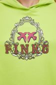 Бавовняна кофта Pinko жіноча колір зелений з капюшоном з принтом (3441423)
