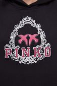 Бавовняна кофта Pinko жіноча колір чорний з капюшоном з принтом (3441427)