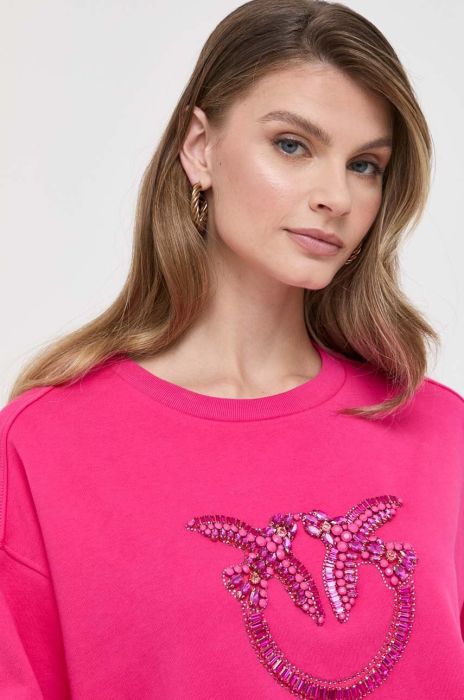 Бавовняна кофта Pinko жіноча колір рожевий з аплікацією