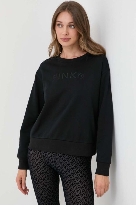 Бавовняна кофта Pinko жіноча колір чорний однотонна (3436917)