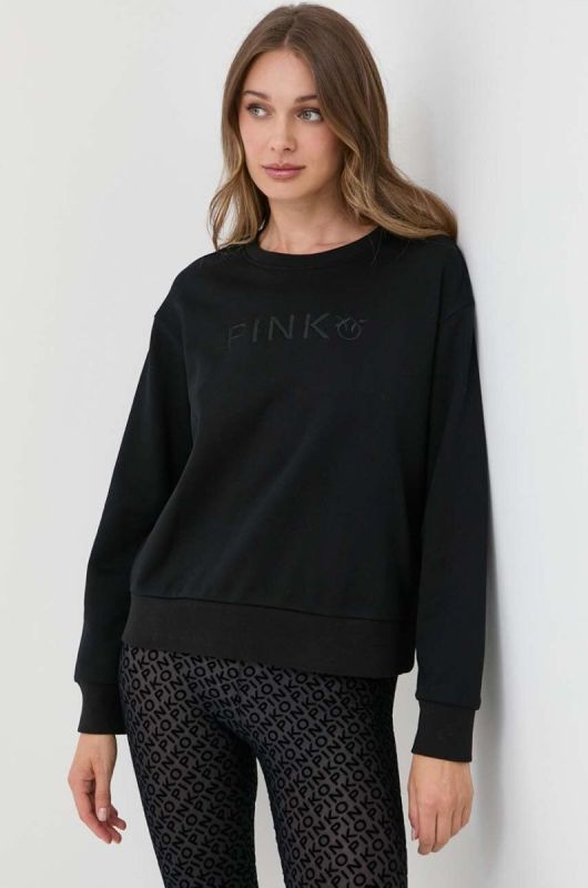 Бавовняна кофта Pinko жіноча колір чорний однотонна (3436917)