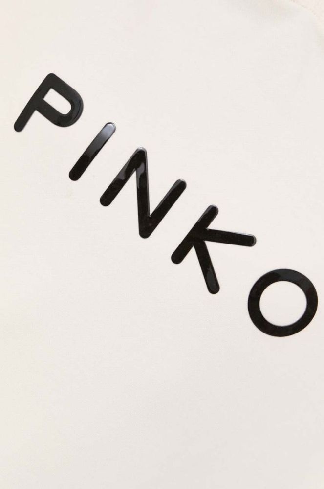 Бавовняна кофта Pinko жіноча колір бежевий з капюшоном з аплікацією (3441456) фото 5