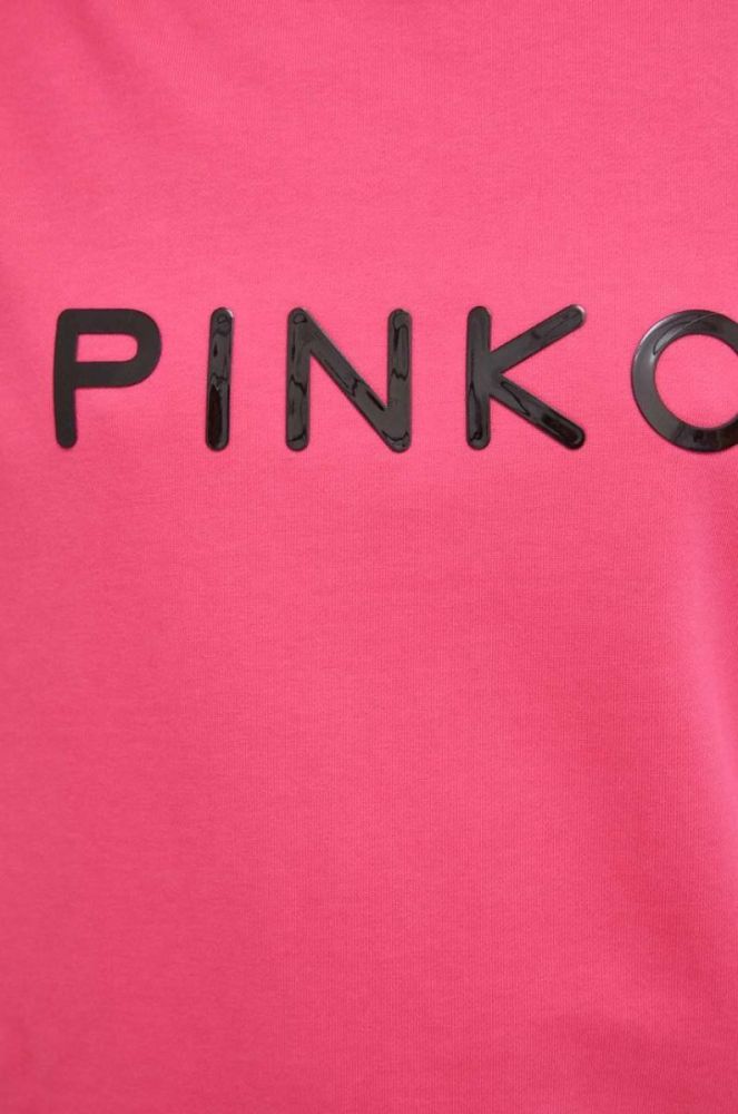 Бавовняна кофта Pinko жіноча колір рожевий з капюшоном з аплікацією фото 5