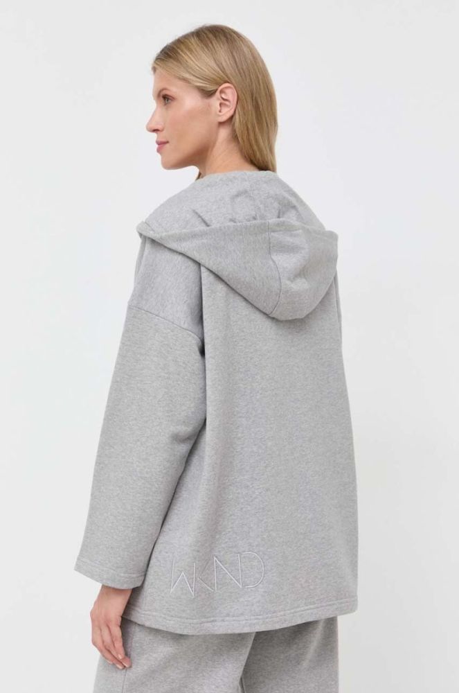 Бавовняна кофта Weekend Max Mara жіноча колір сірий з капюшоном однотонна фото 3