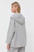 Бавовняна кофта Weekend Max Mara жіноча колір сірий з капюшоном однотонна