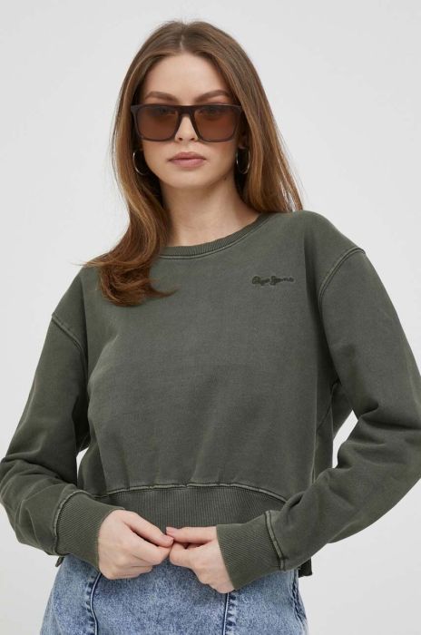 Бавовняна кофта Pepe Jeans жіноча колір зелений однотонна