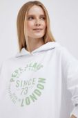 Бавовняна кофта Pepe Jeans ALEXANDRA жіноча колір білий з капюшоном з принтом