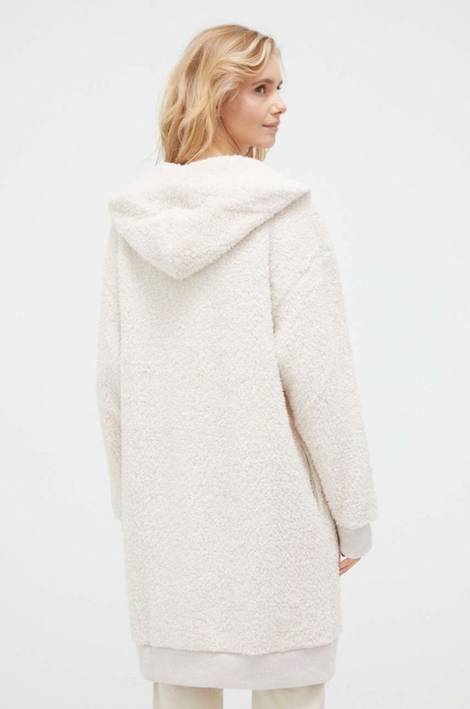 Кофта лаунж Dkny колір бежевий з капюшоном однотонна фото 3