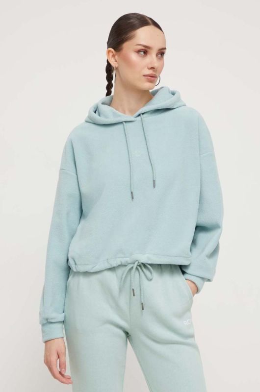 Кофта Roxy жіноча колір бірюзовий з капюшоном однотонна