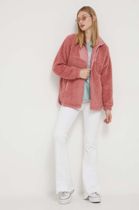 Кофта Roxy жіноча колір рожевий однотонна