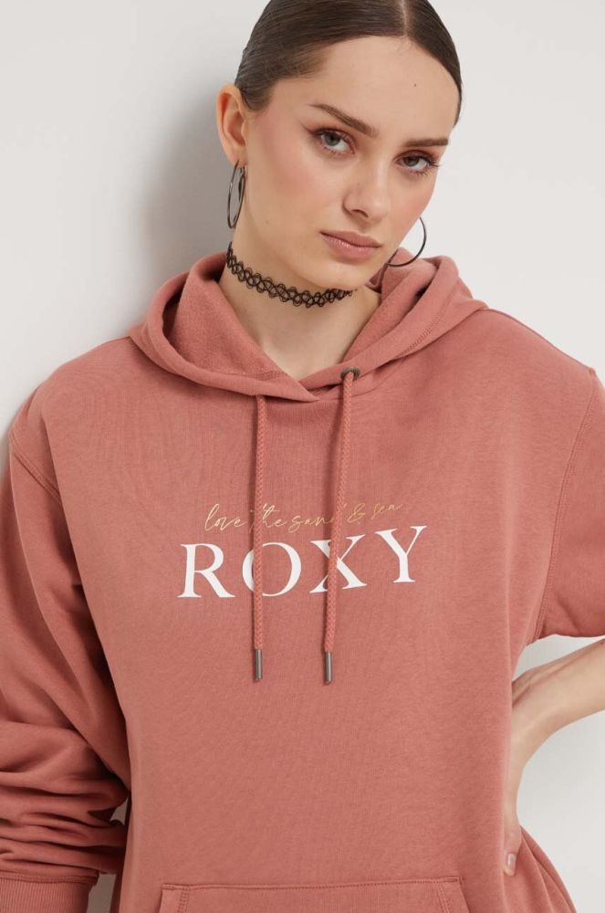 Кофта Roxy жіноча колір помаранчевий з капюшоном з принтом (3403262)