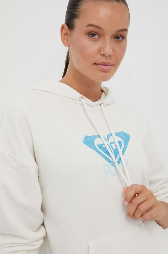 Кофта Roxy x Lisa Andersen жіноча колір бежевий з капюшоном з принтом фото 4