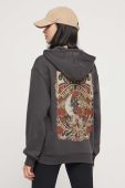 Кофта Billabong жіноча колір сірий з капюшоном з принтом